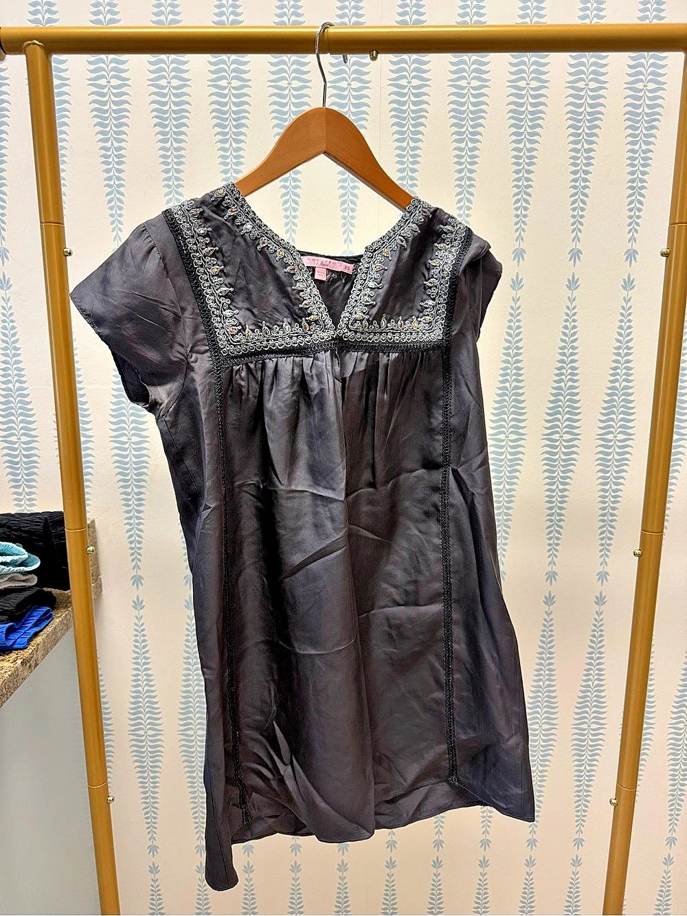 Calypso St. Barth Embroidered Black Dress XS